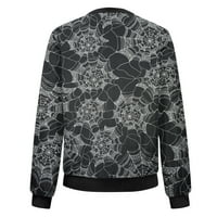 GDFUN jakne za žene Lagane zip sa dugim rukavima obrezane FHoloween Print Outerwear Casual Quilted Jackets