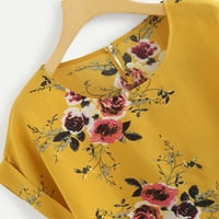 Ženske dame o-vrat cvjetni ispis kratkih rukava pulover na vrhu Napomena Molimo kupiti jednu ili dvije