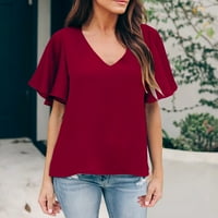 Ženska ljetna ženska majica s kratkim rukavima plus veličine Gradijentni šifon patentni zatvarač V izrez