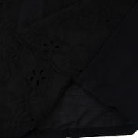 Ženski vrhovi Žene Ljeto O-izrez Kratki rukav šuplji od čvrste casual bluza vrhom majica crna l