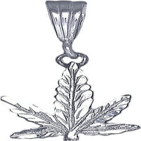 Ogrlica privjesno ogrlice od srebra srebrnog marihuane listova sa dijamantnim završnim završetkom i