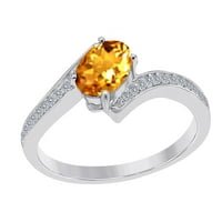 Mauli dragulji za angažman za žene 1. CARAT Citrine i dijamantni prsten za prsten 10K čvrstog ruža,