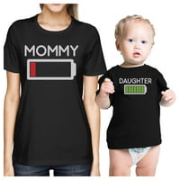 Mama i kćer baterija crna košulja za mamu i djecu