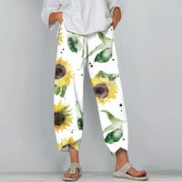 Žene Capris Casual Hlače Ljeto tiskane kratke pamučne hlače Udobne labave hlače sa džepovima Ženske
