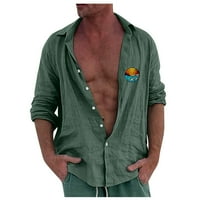 Muški ležerne pamučne majice s dugim rukavima niz gumbi s čvrstom običnom ručnom rukavu ljetne na plaži