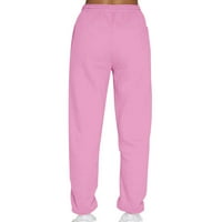 GUZOM WOMENS TAGGY PUTNICA - Čvrsti elastični struk casual visokog uspona Fleece Jogger Pant ružičasti