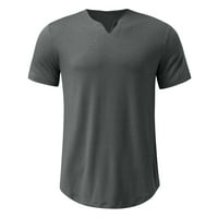 Košulje za muškarce Casual V izrez Čvrsta kratkih rukava majica majica sivi xl