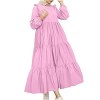 Haljine za majice za ženske haljine za sunčanje CREW CREW s dugih rukava, ružičasta m