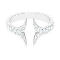 APRINU BIRTNOSTONE Prsten - CT okrugli oblik dijamantski prsten, Diamond Fishtail manžetni prsten za