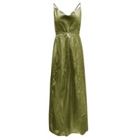 Ženske haljine bez rukava otisnuta casual maxi a-line V-izrez ljetna haljina zelena l