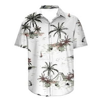 Muški majice, majice kratkih rukava za plažu za kratki rukav Gumb za vrat za golf posadu do ljetne havajske majice sa džepnim očevima Day Day Clearance White S
