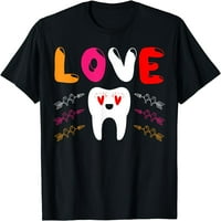 Ljubavni zub Stomatolog srca Sretna Valentine Love Veze Majica Crna X-velika