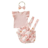WAVSUF Newborn Outfits Set Hratke Comfort Kratki ružin Ružičasta Tri seta veličine 0- mjeseci
