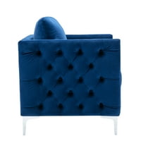 Moderna baršunasto fotelja s tufama gumba Accent stolica sa čeličnim nogama za dnevnu sobu spavaću sobu,
