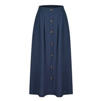Charella ženska modna modna visoka struka sa pune boje kratka suknja, labava suknja mornarsko, s