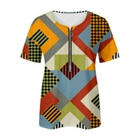 Ženski ljetni vrhovi kratki rukav casual bluza Grafički ispisi Žene Henley majice narančasta 2xl