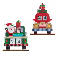 Božićni privesni kalendar odbrojavanje automobila drveni Xmas kućni dekor ukras