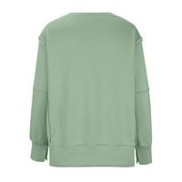 Jesen ženske casual crewneck duksevi trendy solid color dugi rukav bočni prorez pulover bluza labavi