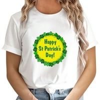 Amidoa Ženska solidna boja St.Patrick Print Top Crewneck Majica kratkih rukava Summer Odjeća