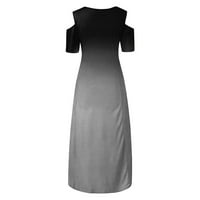 Ženske haljine V-izrez Maxi Ležerne prilike A-line Cvjetni ljetni haljini s kratkim rukavima siva 5xl