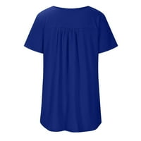 Wefustish bluze za žene Žene Čvrsti pojas u boji Casual V rect Gumb s kratkim rukavima TOP saloni za