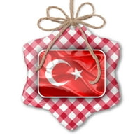 Božićni ukras Turska 3D zastava Crveni plaid Neonblond