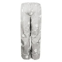 Eguiwyn ženska casual labav cvjetni print pamučni posteljina elastična struka džepa široke noge hlače