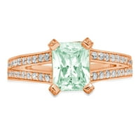 2.45ct smaragdni rez zeleni simulirani dijamant 14k ružičasti ružičasti zlato graviranje izjava bridalna
