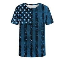 Patriotske majice za muškarce okrugli vrat kratki rukav casual digitalni ispis pulover USA zastava tiska