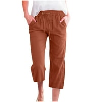 Borni pantalone široke pantalone za noge za žene, modne ženske ležerne u boji elastične labave hlače