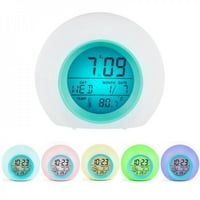 Newway LED Round Promjena boja Digital Clock s datumom alarma Temperatura alarma Budilica ABS dječji budilnik Desktop