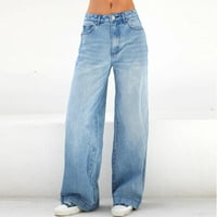 PBNBP široke traperice za žene za žene visoki uspon traperice istežu punu dužinu Y2K baggy traper hlače