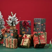 Božićni poklon - Božićni kraft papir za omotavanje - Kids Kraft Božić za božićne poklon zabave C