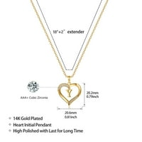 Početna ogrlica za žene 14K pozlaćeno Dainty kubični cirkonijski slovo ogrlice Početne srčane privjeske ogrlice za žene Djevojke Nakit Pokloni