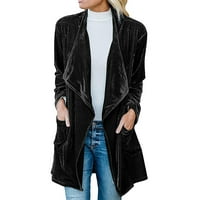 Ženska zimska jakna - Okrug Ogrlica Owerwear Solid Moda Elegantna jakna Cardigan dugih rukava Crna XXL