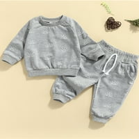 Newborn Baby Girls Sun Ispis Ležerne prilike za rušenje odjeće, pulover s dugim rukavima, pulover s pulover + pantnica