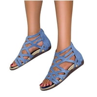 Homodles Gladijator ravne sandale za žene - široka širina Roman Open Noe Strappy patentni zatvarač stana