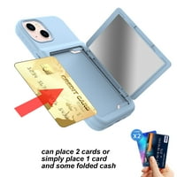 Allytech futrola za iPhone 5G 6.1 Poklopac držača kreditne kartice, dvostruki sloj za borbu protiv ogrebotine džepova za kožu poklopac za kožu sa HD kaljenim staklenim zaštitnim zaštitom za iPhone, plavu