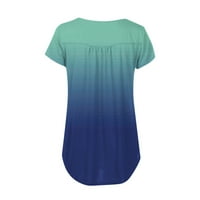 Ersazi ženske vrhove Fall ženska modna gumba V-izrez natlan gradjevnjak labava majica na klirensu Plavi