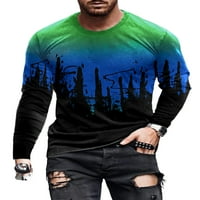 Avamo muškarci Slim Fit majica s dugim rukavima Ležerne prilike 3D tiskani vrhovi Fall Crew Crt majice