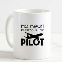 Šolja za kafu moje srce pripada pilot avionu smiješno ljubavno par bijeli kup smiješni pokloni za radnu