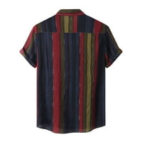 Hinvhai Plus Veličina Vrhunska klirenska ljetna košulja tiskanje muške majice kratkih rukava rever top