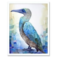 Plava podloška booby ptice akvarel za slikanje naklonosti zaklopke Art Ispis uokvireni zidni dekor postera
