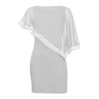 Miayilima mini haljine za ženske plus veličine posade izrez dugih rukava s ramenom spajanje hladnim