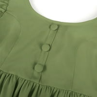 EFSTEB srednjovjekovna haljina za ženske sudske haljine kratkih rukava okrugla vrat haljina od punog ubojnog struka zavoj elegantne duge haljine haljina gotička casual berbe haljina zelena l
