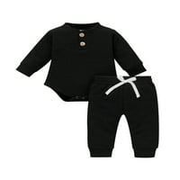 Novorođena dječaka Dječak Djevojka odjeća rebrasti pleteni pamučni pamučni rukav rumper dugačke hlače