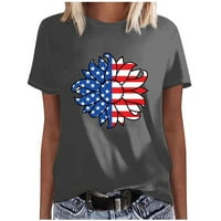 Ecqkame ženska povremena američka zastava majica 4. jula kratki rukav Tee čišćenje ženskog modnog kratkih