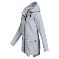 Loyisvidion kaput Ženska ležerna jakna na otvorenom plus veličina s kapuljačom, vjetroottni kaput sivi