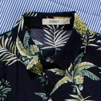 TOP bluza Ljeto Muška Ležerne prilike sa labavom cvjetnom odštampenom plaže Havajski gumb s kratkim rukavima niz vintage haljina