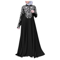 Ženska muslimanska haljina Kaftana Arap Jilbab Abaya Islamska čipkavica Maxi haljina, crna, xxxxxl